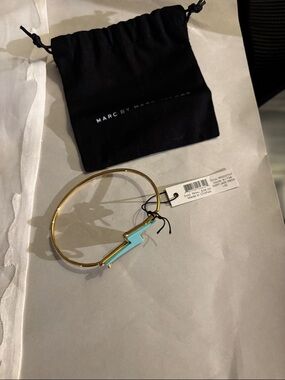 Marc by Marc Jacobs Gold Bangle with Turquoise Lightning Charm